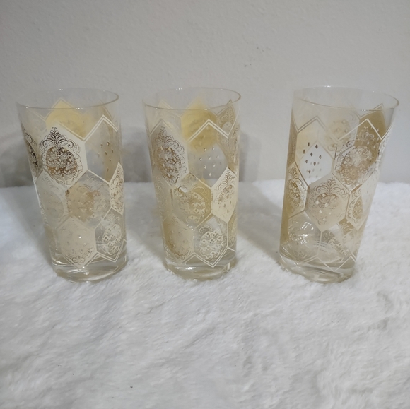 3 Cera Ned Harris Highball Cocktail Glasses 22Kt "6" Pineapple Tumblers - Picture 5 of 12